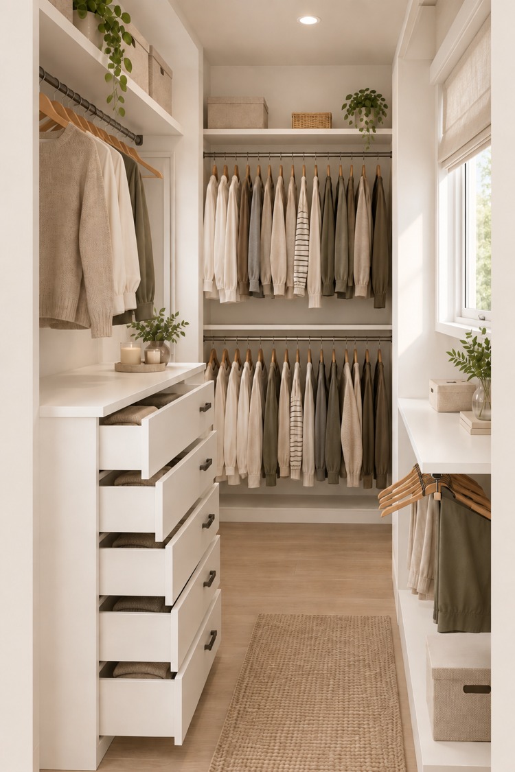 Custom closet drawer storage concept