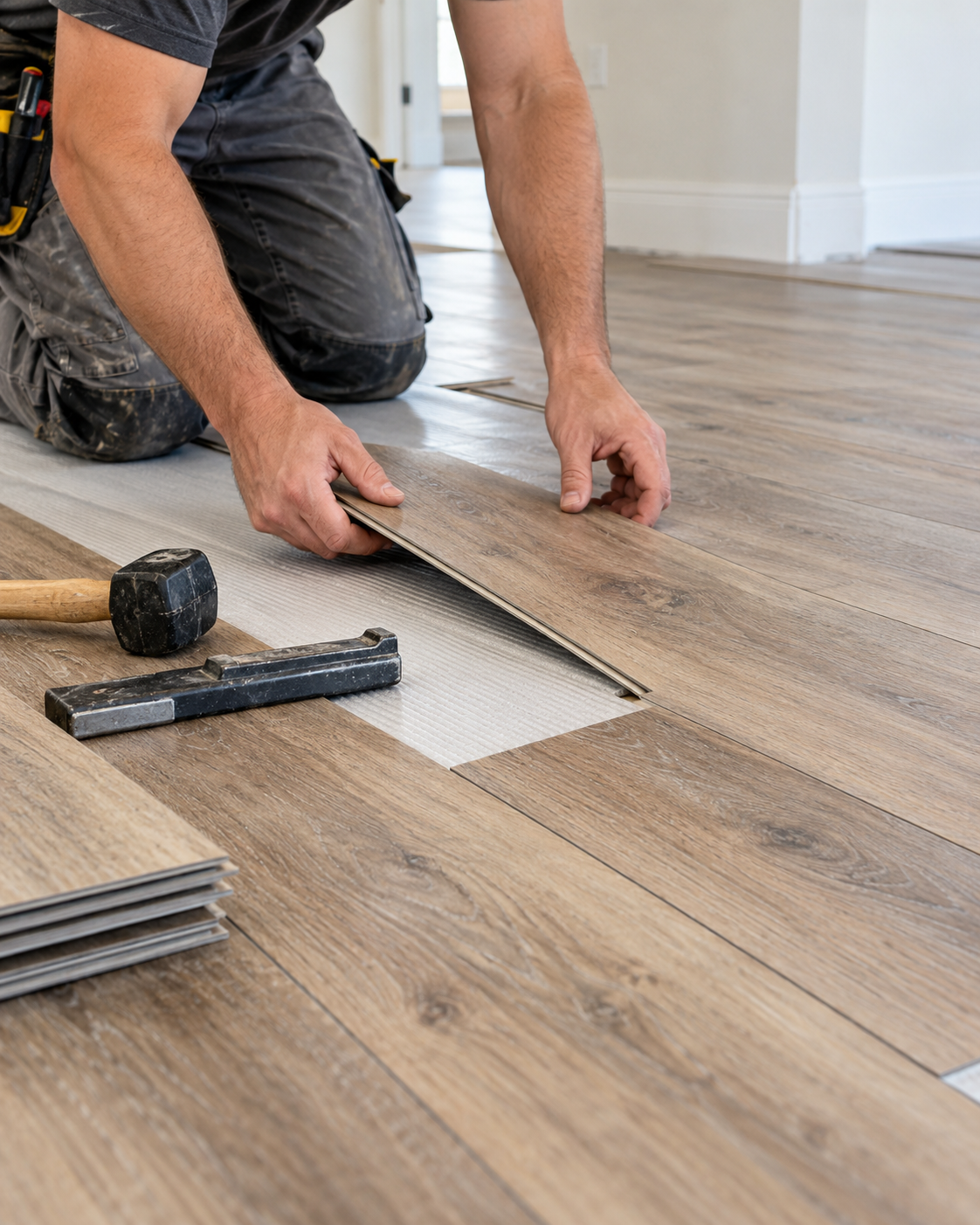 Flooring installation in progress